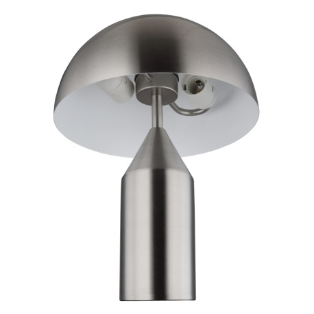 Stolové svietidlo, kov nikel matný, biely, kábel PVC čierny, kolískový vypínač na kábli, ø: 280mm, V 5
