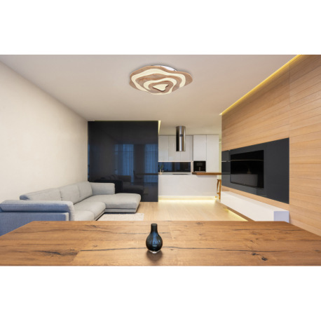 Stropné svietidlo drevo tmavohnedé, kov biely, plast biely, stmievateľné, prepínanie funkcií nástenn 1