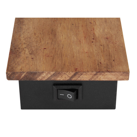 Nástenné svietidlo, drevo hnedé, kov čierny, dymové sklo, s vypínačom, ŠxV:70x140mm, H: 155mm, bez ž 6