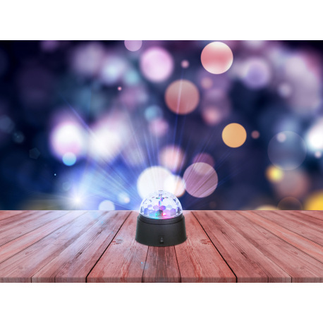 Dekoratívne svietidlo, čierny plast, priehľadný plast, disko svetlo s krištáľovými hviezdami, vypína 7