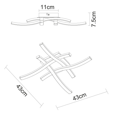 Stropné svietidlo, kov čierny, imitácia dreva, akryl biely, DxŠxV: 430x430x75, vrátane 1xLED 20W 230 9