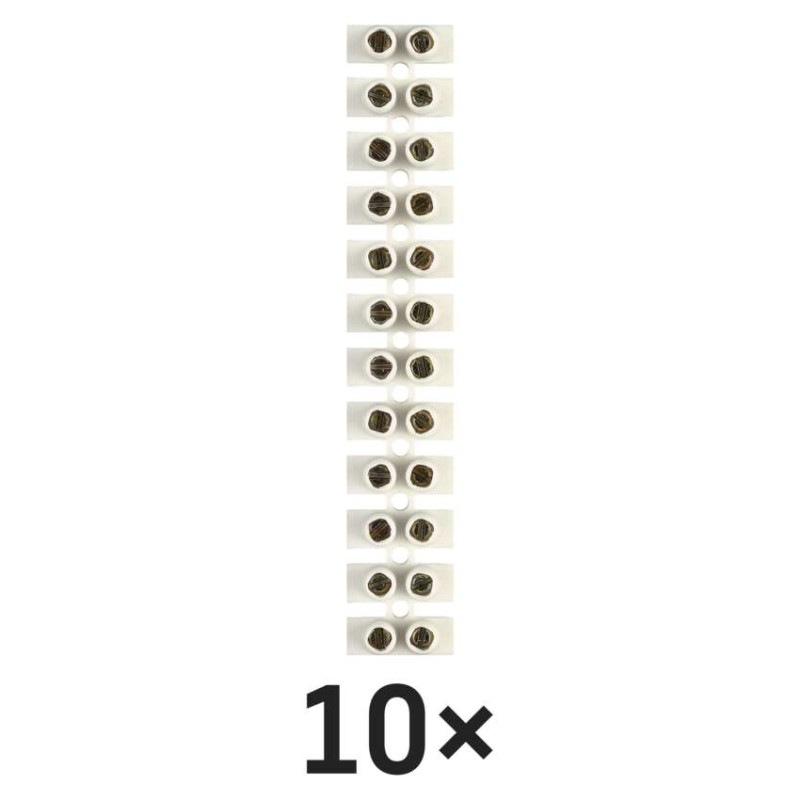 Skrutková svorkovnica 12× 2,5–4mm2, 450 V, biela, 10 ks 2