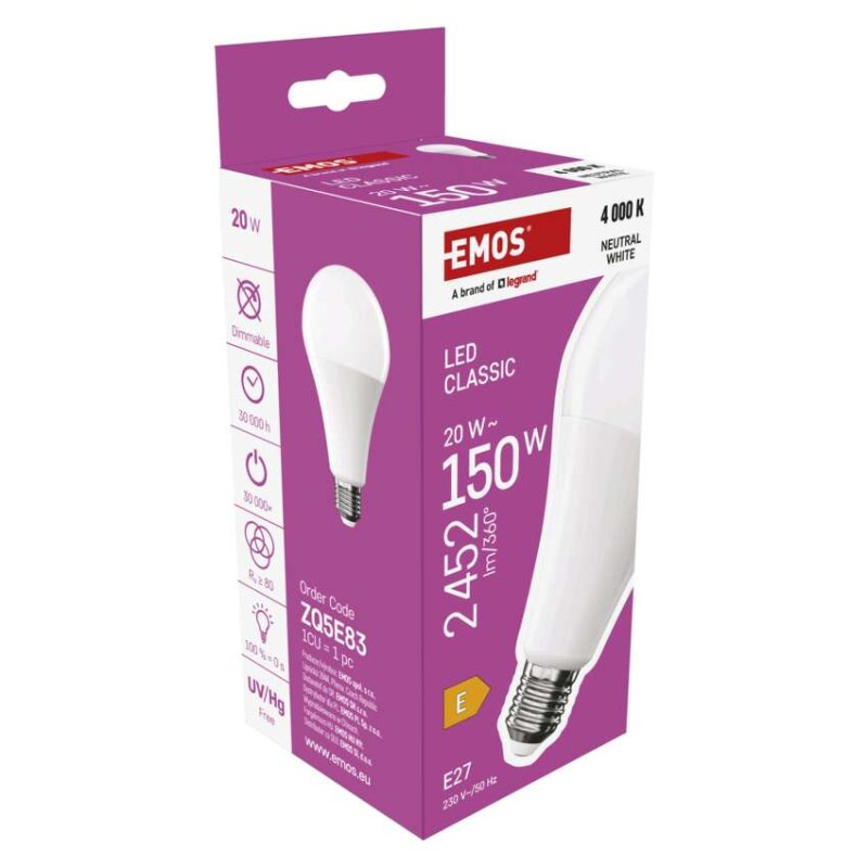 LED žiarovka Classic A80 / E27 / 20 W (150 W) / 2452 lm / Neutrálna biela 6