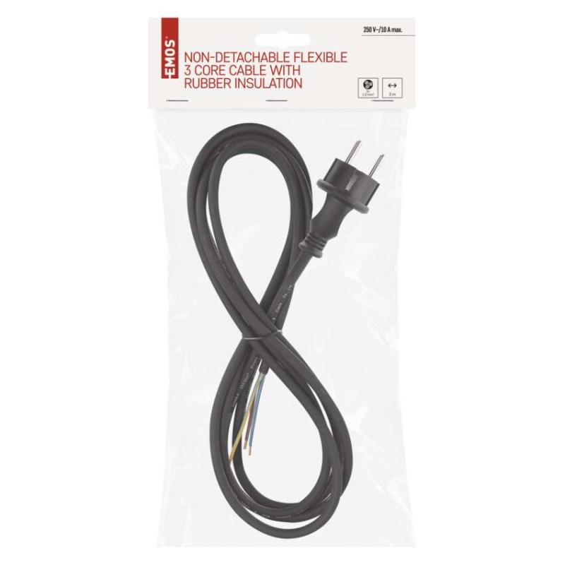 Flexo šnúra gumová 3× 1mm2, 3m, čierna 1