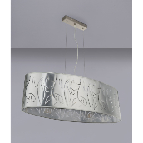 Závesné svietidlo, kov nikel matný, plast stieborný, tienidlo s dekoratívnym dierovaním, DxŠxV:650x2 16