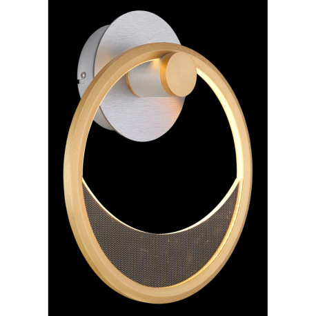 Nástenné svietidlo, hliník strieborný a zlatý, akryl číry, plast biely, akryl s ozdobným dierovaním, 10