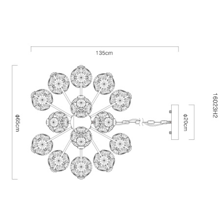 Závesné svietidlo, zlatý kov, číre sklenené kryštály, ø: 650 mm, V: 1350 mm, LED 70W, zdroj 7600 lm, 10
