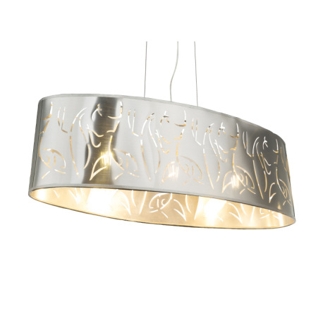 Závesné svietidlo, kov nikel matný, plast stieborný, tienidlo s dekoratívnym dierovaním, DxŠxV:650x2 13