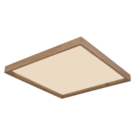 Stropné svietidlo, kov biely, MDF vzhľad dreva, plast opál, fixácia farby, DxŠxV:450x450x85mm, vráta