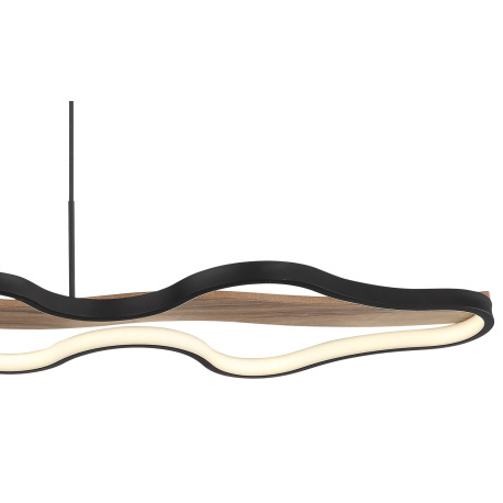 Závesné svietidlo, kov/hliník čierny matný, drevo, stmievateľné, niekoľko úrovní pomocou nástenného 16