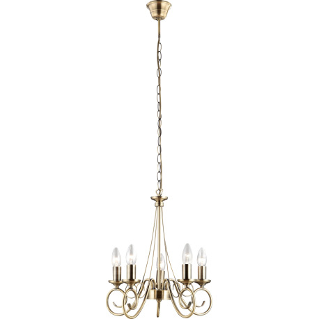 Závesné svietidlo, mosadz, Ø400, V:1300, bez žiaroviek 5xE14, max. 40W 230V.