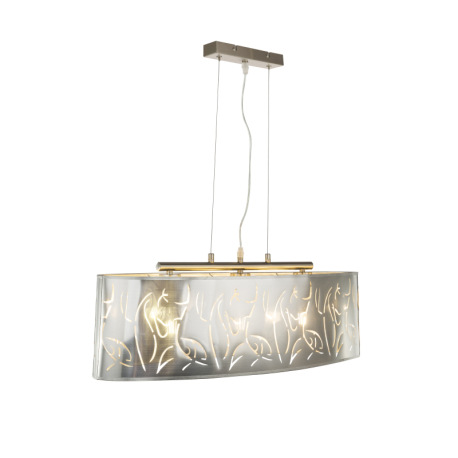 Závesné svietidlo, kov nikel matný, plast stieborný, tienidlo s dekoratívnym dierovaním, DxŠxV:650x2 11