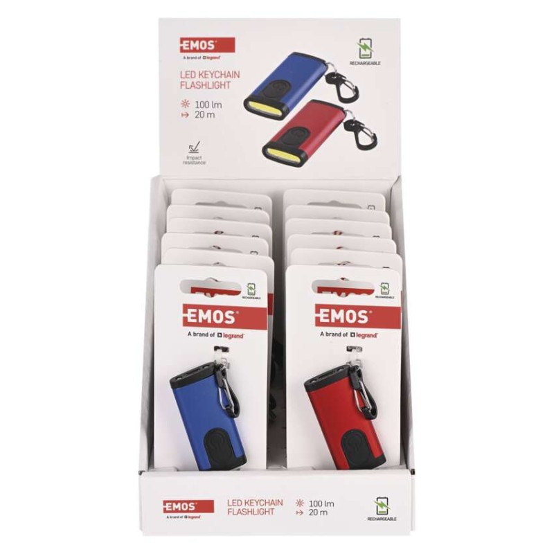 Nabíjacia mini LED baterka - prívesok na kľúče, 100 lm, 12 ks, display box 3