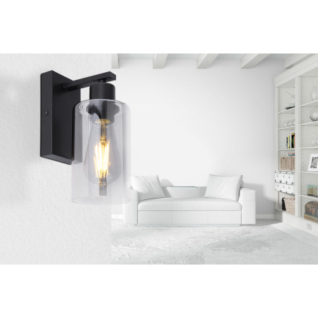 Nástenné svietidlo, kov čierny, sklo dymové, svieti smerom dole, ŠxV: 100x230, H: 150, bez žiarovky 9