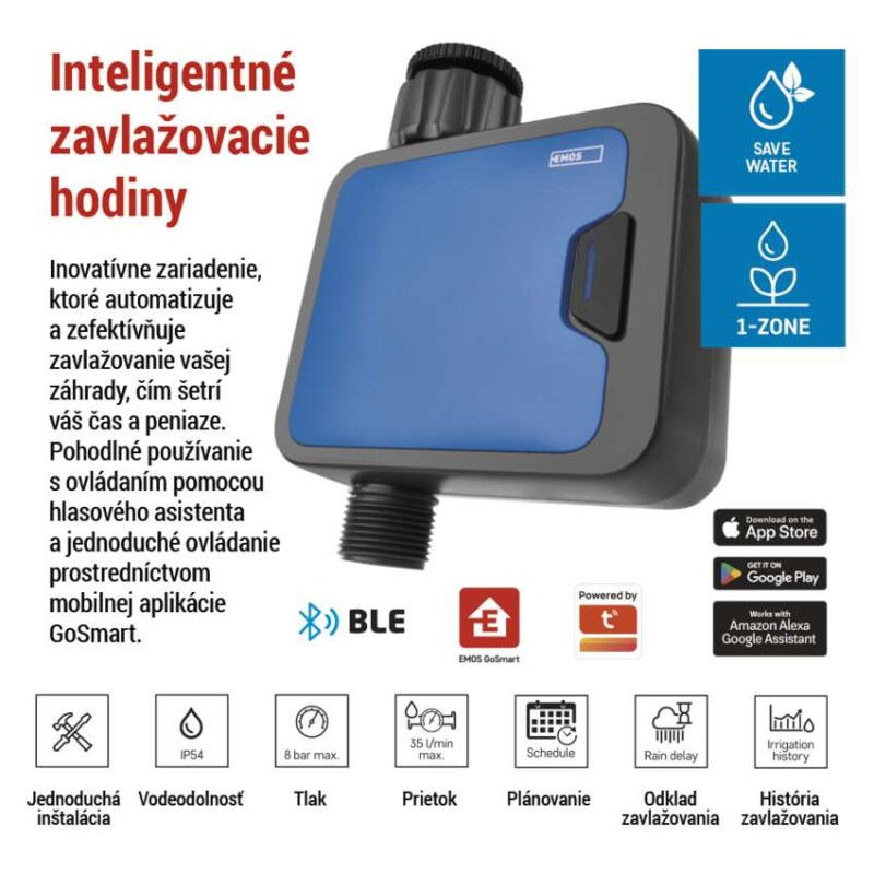 Časovač zavlažovania GoSmart, Bluetooth 5.0, 1 výstup 1
