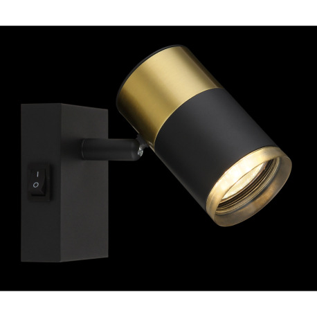 Nástenné svietidlo, kov čierny, hliník medený a čierny, plast dymový, kolískový vypínač, ŠxV: 70x90m 10