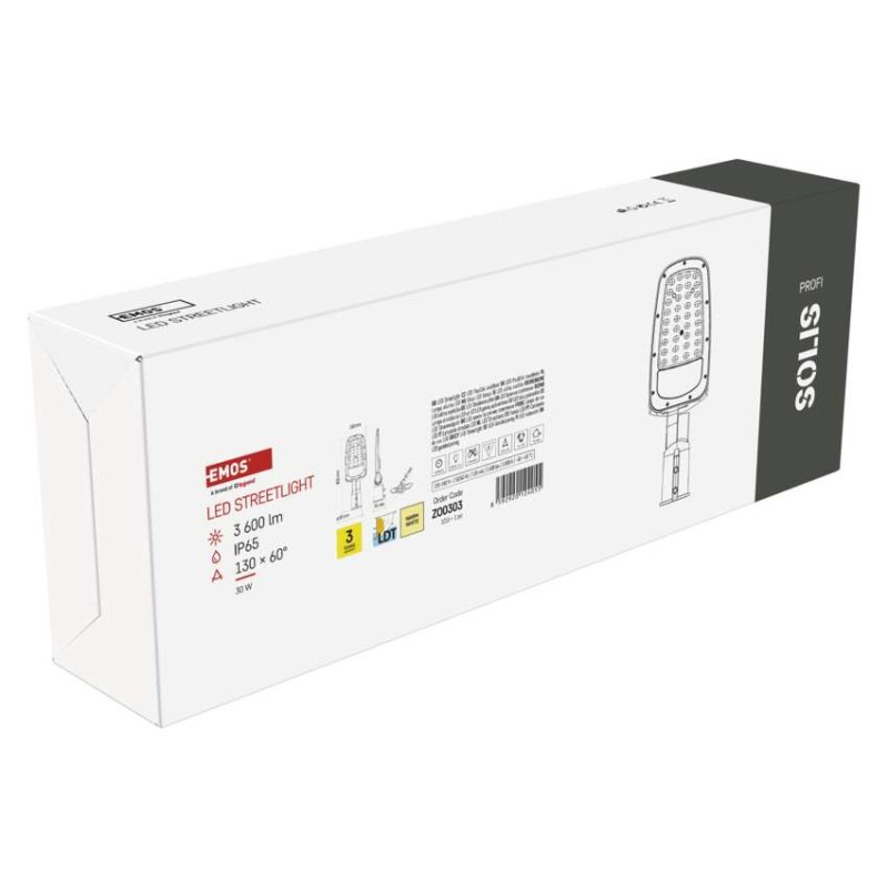 Pouličné verejné LED svietidlo SOLIS 30W, 3600 lm, teplá biela 12