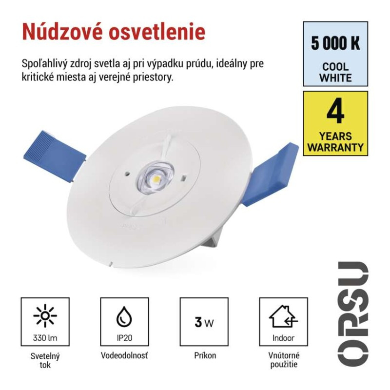 LED Núdzové svietidlo ORSU 2W 300lm 3H 1