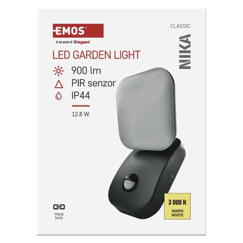 LED záhradné nástenné svietidlo NIKA, senzor súmraku, 12 x 12 x 20 cm, 12,8 W, teplá biela 12