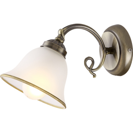 Nástenné svietidlo, kov, stará mosadz, satinované sklo, ŠxV:160x180, H: 300, bez žiarovky 1xE27, max