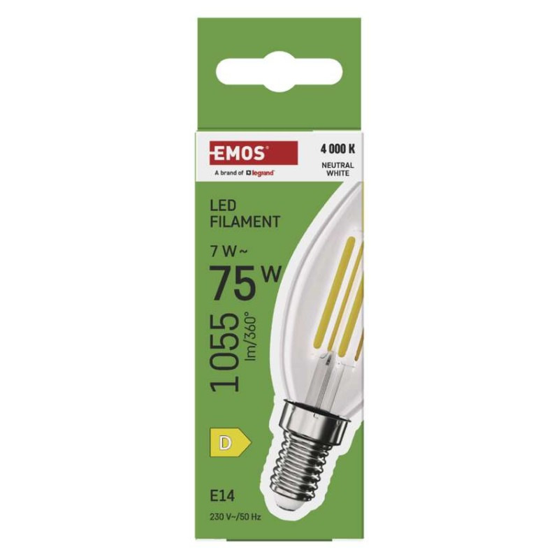 LED žiarovka Filament sviečka / E14 / 7 W (75 W) / 1055 lm / neutrálna biela 4