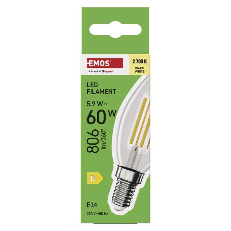 LED žiarovka Filament sviečka / E14 / 5,9 W (60 W) / 806 lm / Teplá biela 4
