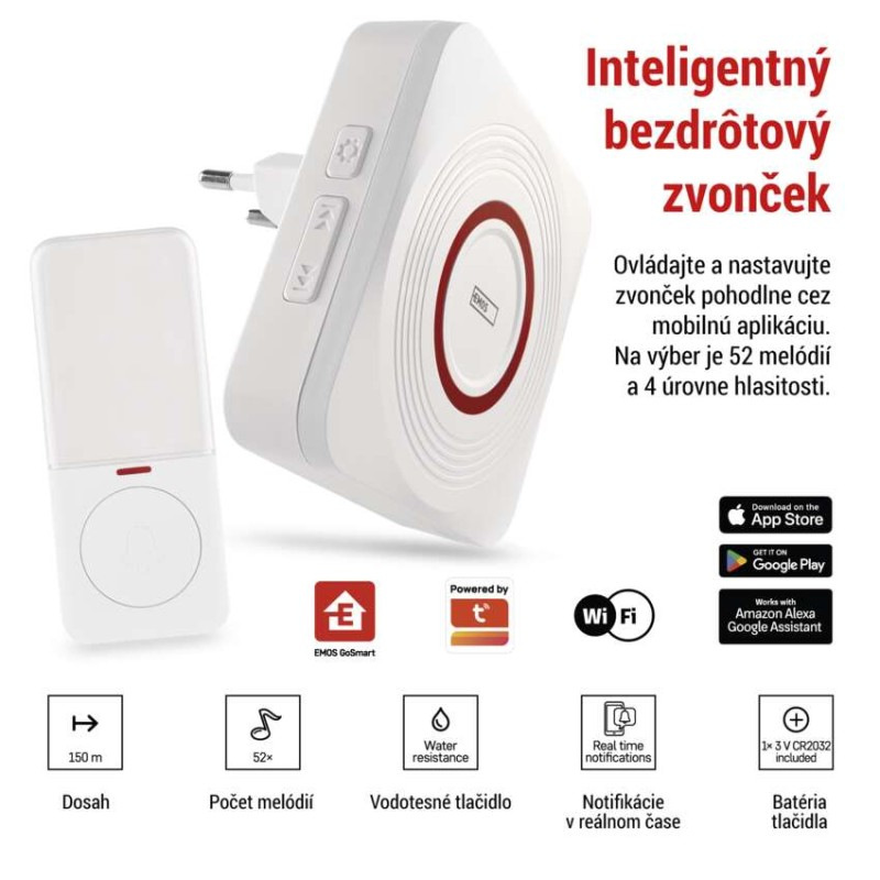 GoSmart Domový bezdrôtový zvonček P5735WS do zásuvky s WiFi 4