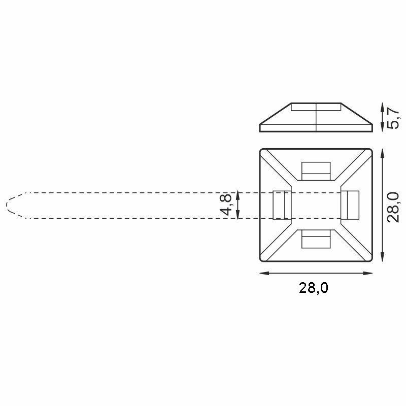 Samolepiaci držiak na viazaciu pásku max 4,8mm čierna 100ks - TMA2828/BK 1