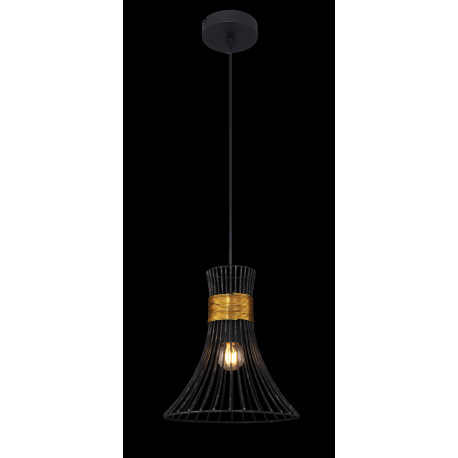 Závesné svietidlo, kov čierny, kovové tyče čierne a zlaté, Ø220, V:1200, bez žiarovky 1xE27, max. 60 8