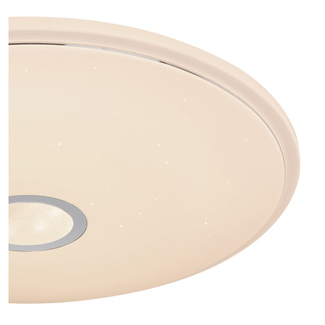 Stropné svietidlo, kov biely, akryl biely, chróm, kompatibilné s Google Assistant a Alexa, časovač, 4