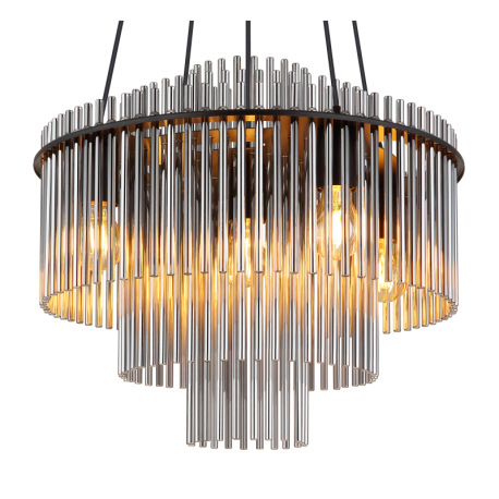 Závesná lampa, matný čierny kov, tyčky z dymového skla, čierny PVC kábel, výškovo nastaviteľná, ø: 5 5