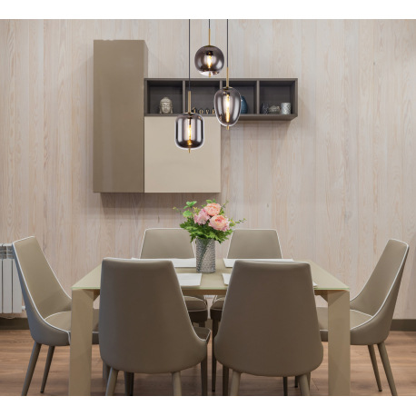 Závesné svietidlo, kov čierny, mosadz, dymové sklo, ø: 460mm, V:1200mm, bez žiaroviek 3x E14, max. 4 1