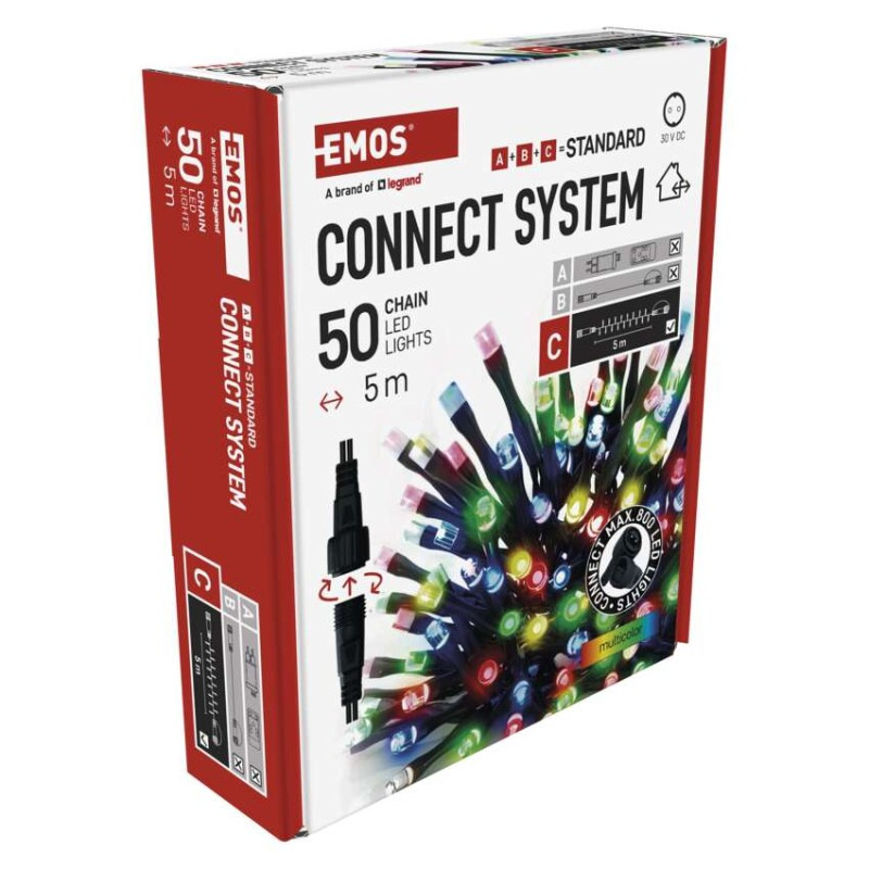 Standard LED spojovacia vianočná reťaz, 5 m, vonkajšia aj vnútorná, multicolor 12