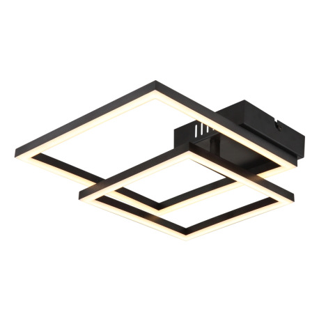 Stropné svietidlo, plast čierny, plast biely, polohovateľné, DxŠxV: 475x355x67mm, štvorce: 20 x 20 c 14