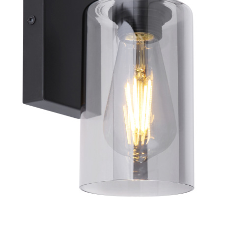 Nástenné svietidlo, kov čierny, sklo dymové, svieti smerom dole, ŠxV: 100x230, H: 150, bez žiarovky 14