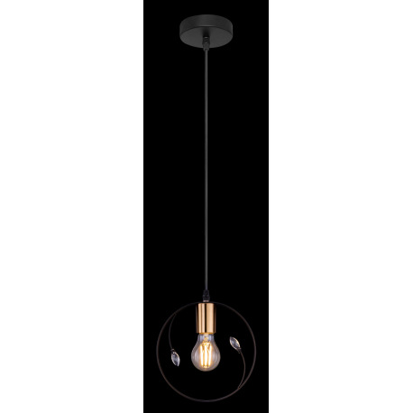 Závesné svietidlo, kov čierny, plastové krištále priehľadné, Ø200, V:1500, bez žiarovky 1xE27, max. 12