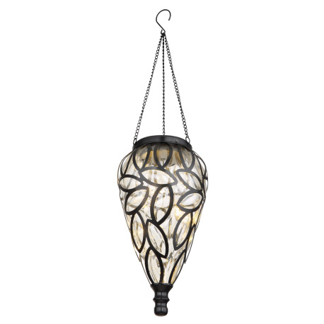 Solárne svietidlo, kov čierny, plast čierny, plast priehľadný, IP44, ozdobná kvapka na zavesenie, ak