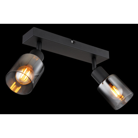 Nástenné svietidlo, kov čierny matný, dymové sklo s prechodom do priehľadného skla, DxŠxV: 260x70x14 2