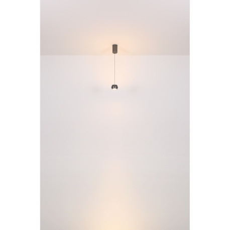 Závesné svietidlo, kov/hliník sivý matný, akryl biely, chrómový krúžok, kábel PVC čierny, ø: 100 mm, 5