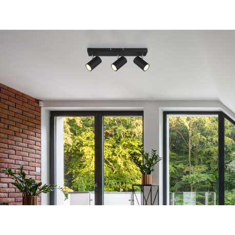Stropné svietidlo, kov čierny, chrómový, DxŠxV:410x60x120mm, bez žiaroviek 3x GU10, max. 35W 230V 1