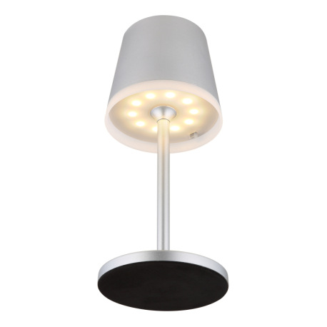 Solárne svietidlo, kov/plast strieborná metalíza, plast satinovaný, posuvný spínač, batéria CR18650 12