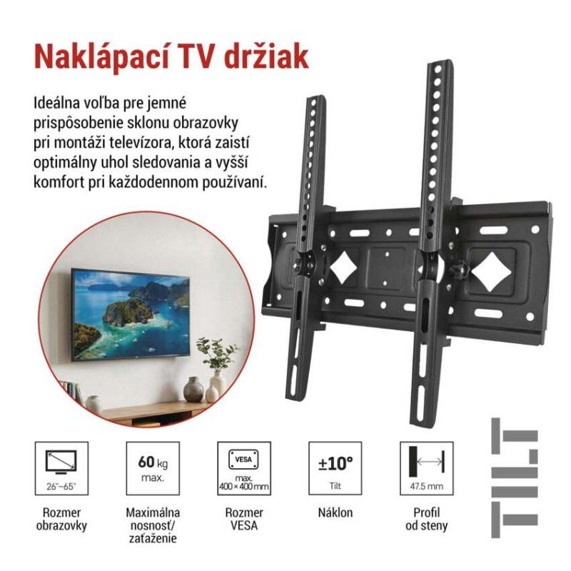 Naklápací nástenný TV držiak 26–65" (65–165 cm) 1