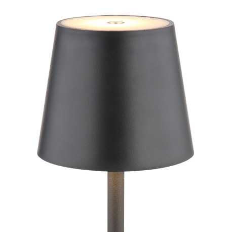 Nabíjateľná stolová lampa, kov čierny, plast čierny a biely, dotykové zapnutie/vypnutie, plynulá reg 18