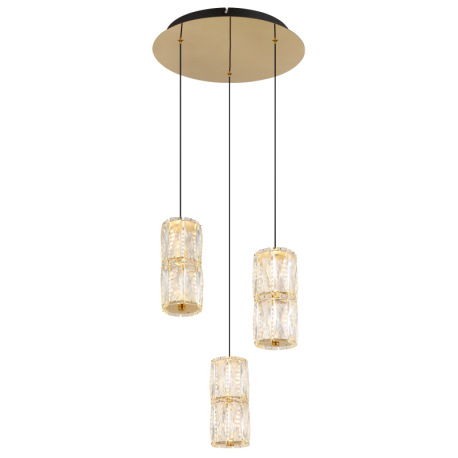 Závesná lampa, kov zlatej farby antik, kov čierny matný, sklo číre, kábel PVC čierny, výškovo nastav