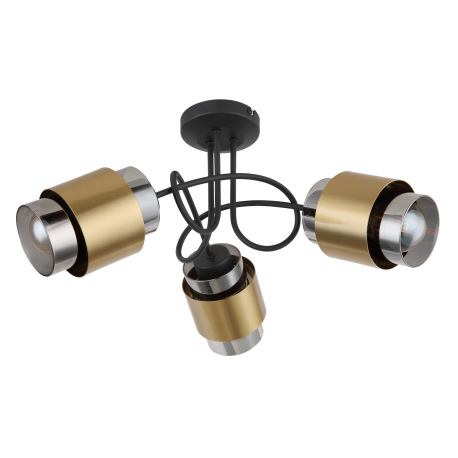 Stropné svietidlo kov čierny matný, sklo dymové, mosadzný krúžok, ø: 500mm, V: 260mm, bez žiaroviek 2