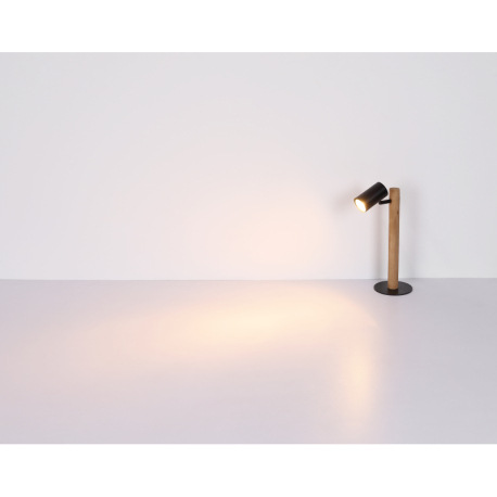 Nástenné svietidlo, drevo tmavohnedé, kov čierny, ŠxV:100x200mm, H: 200mm, bez žiarovky 1x GU10, max 12