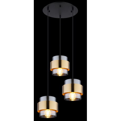 Závesné svietidlo, kov čierny matný, sklo, mosadz, ø: 450mm, V: 1200mm, bez žiaroviek 3x E27, max. 6 11