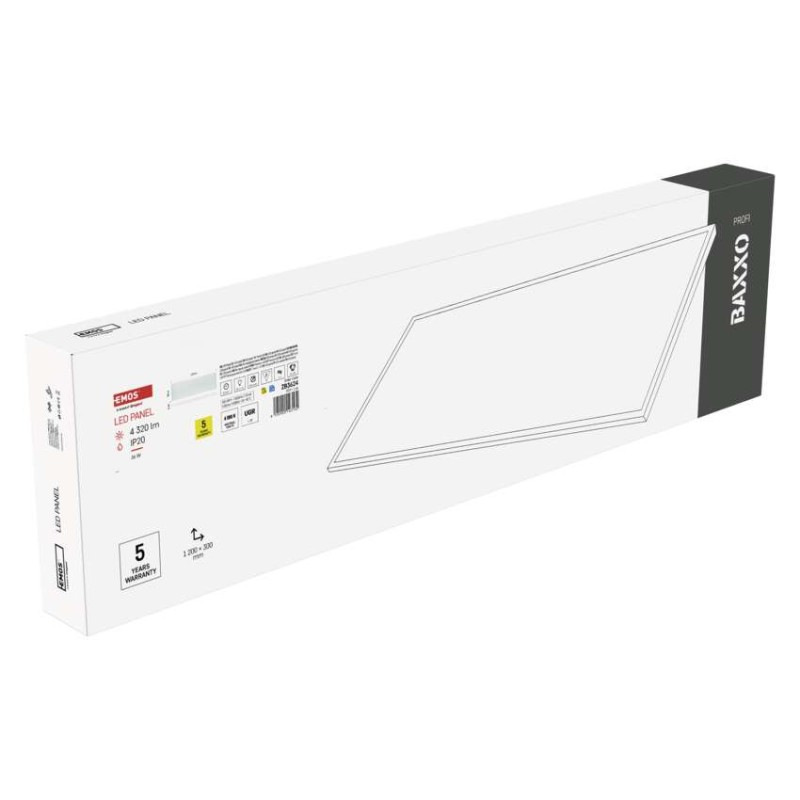 LED panel BAXXO 30×120, obdĺžnikový biely, 36W neutr. b. UGR 11