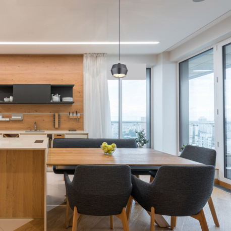 Závesné svietidlo, kov/hliník sivý matný, akryl biely, chrómový krúžok, kábel PVC čierny, ø: 100 mm, 8