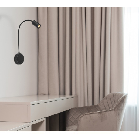 Nástenné svietidlo, kov čierny, plast čierny, Flexo, vypínač, ŠxV:90x500, H:400, vrátane 1xLED 3W 23 1